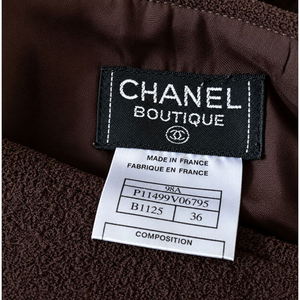 CHANEL Boutique Vintage 1998 Brown Wool Silk Lined Skirt Size 36 France - Picture 5 of 6